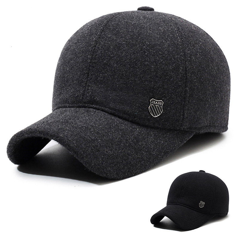 Men's Hats for Autumn and Winter, Fleece-Lined Dad Hats, Men's Fleece-Lined Ear Protection Hats, Customizable Logo Men's Baseball Caps