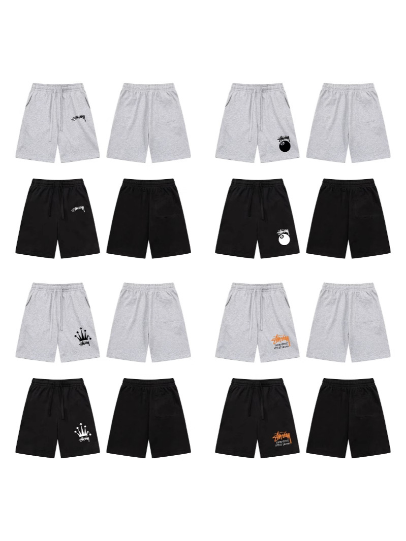 Cross-Border Exclusive Supply of Trendy Brand Stussy In-Stock Items with Real Photos of Logo Prints, High-Quality Double-Yarn Pure Cotton Shorts Collection for Men and Women