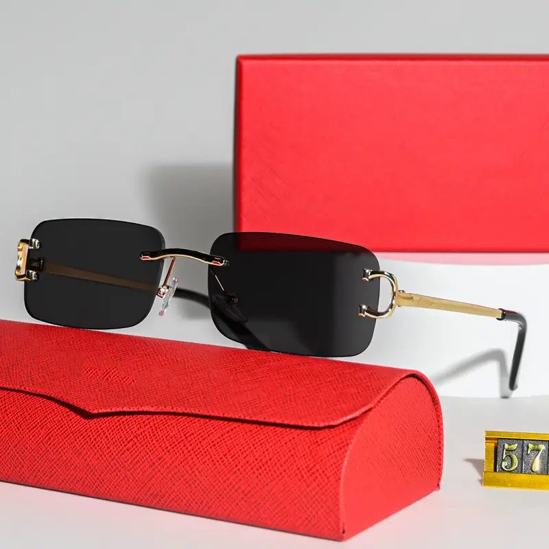 Cartier C de Cartier Rimless Sunglasses Black Gold