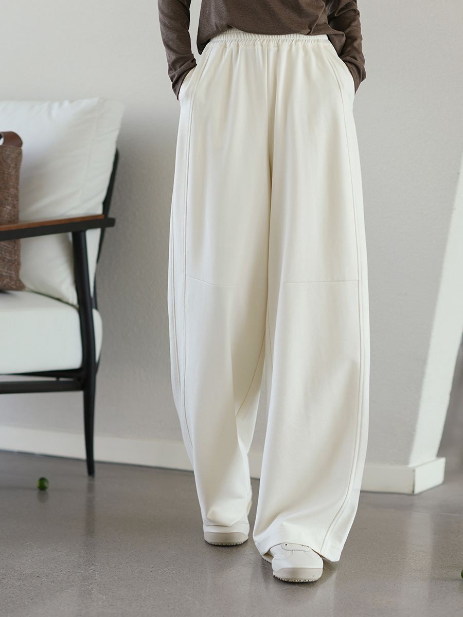 Deer & Andi Spring New Casual Pants for Women, Elastic Waist Versatile Sweatpants, Loose Slimming Dad Pants, One-Piece Drop Shipping