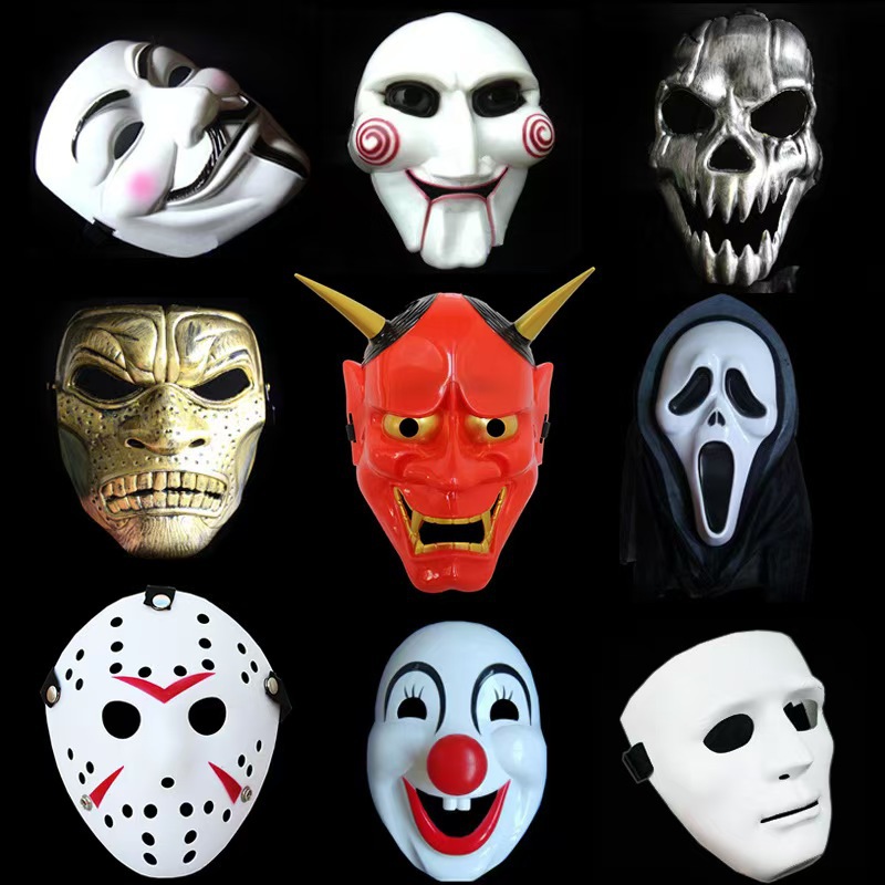 Halloween Cosplay Jason Mask for Adults, Unisex, V-Shaped Screaming Clown Skull Street Dance Party Costume Props