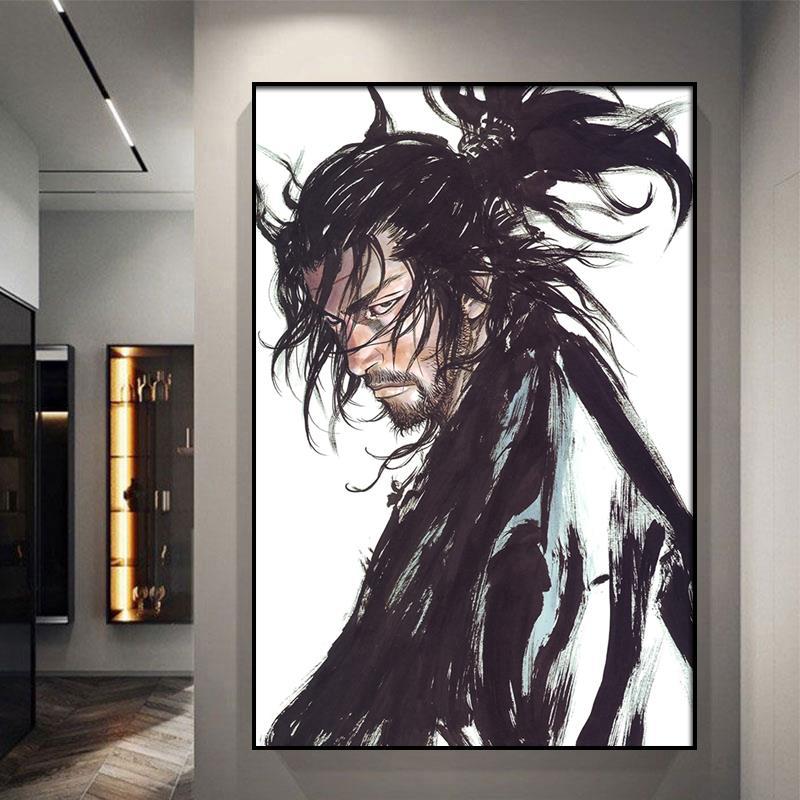 Langkexing Musashi Miyamoto Takahiko Inoue Martial Arts Japanese-style Sushi Restaurant Hanging Painting E-sports Room Decoration Samurai Mural QC-foto från 1688 på Qualit.ly