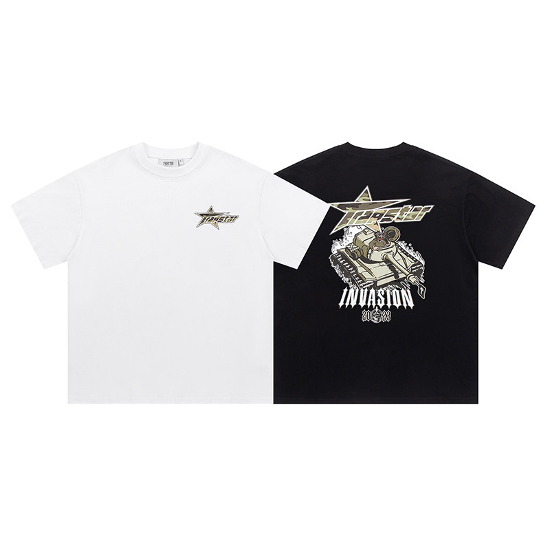 Tank Pattern Letter Print Short Sleeves