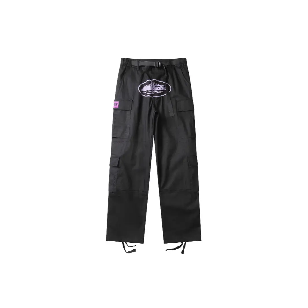 2025 National Tide Men's Alcatraz Island Multi-Pocket Side Buckle Pants Men's Loose Strap Casual Pants for Foreign Trade
