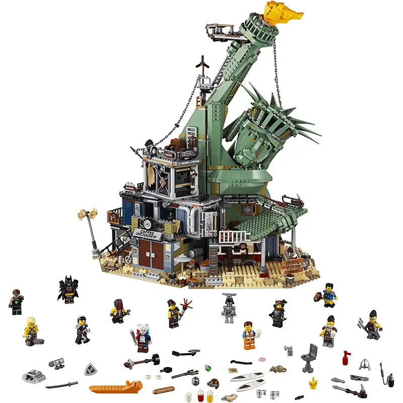 China Building Block Movie 2 Collapse Statue of Liberty Doomsday Fortress 70840 High Difficulty Assemble Toy 45014