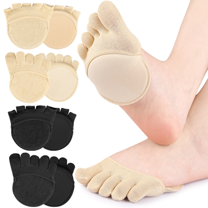 Bamboo Fiber Open Toe Five-Finger Socks Women's High Heels Invisible Shallow Mouth Summer Thin Short Toe Half Socks