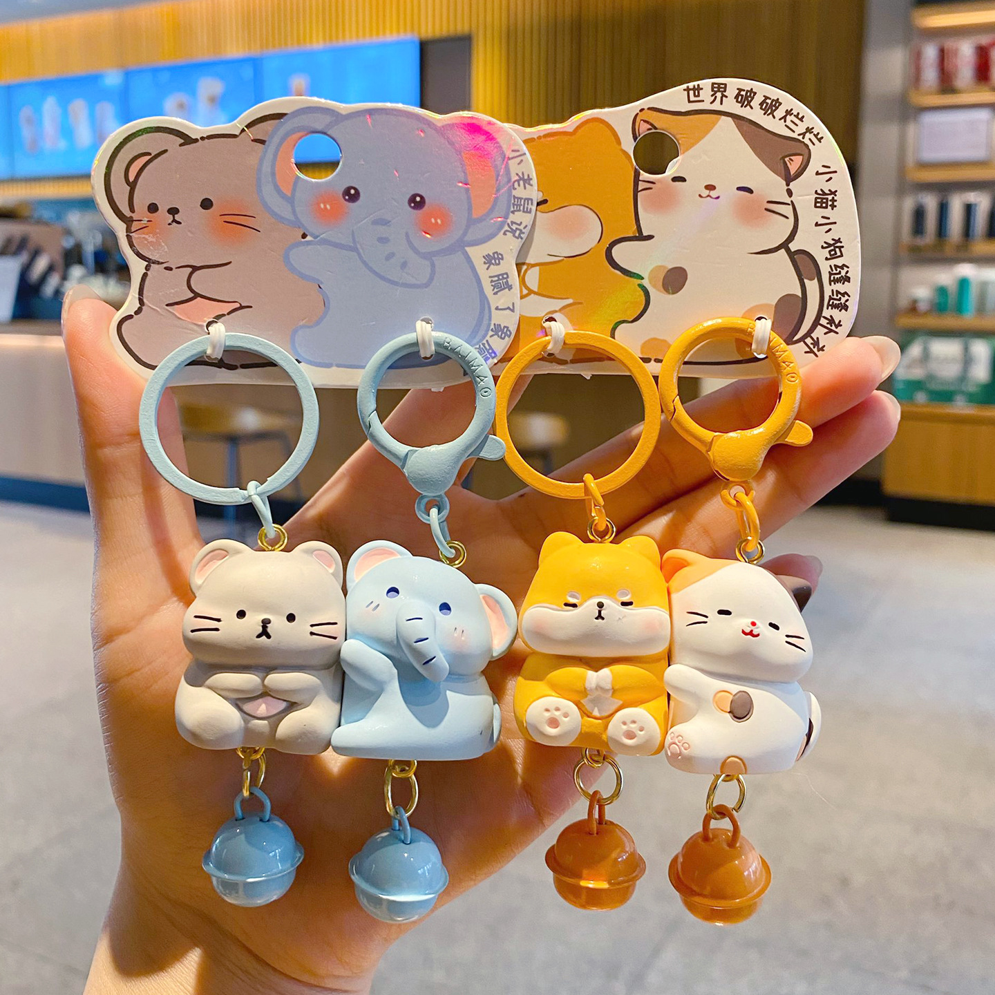 Original Cute Pet Cp Couple Key Chain Pendant Female Exquisite Resin Magnetic Doll School Bag Pendant