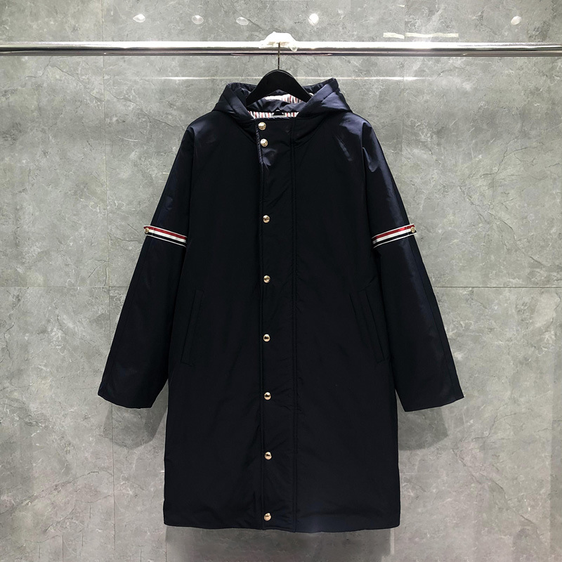Dongguan brand factory direct sales tb long down jacket navy blue pairs of oversleeves commuter white duck down thickened coat
