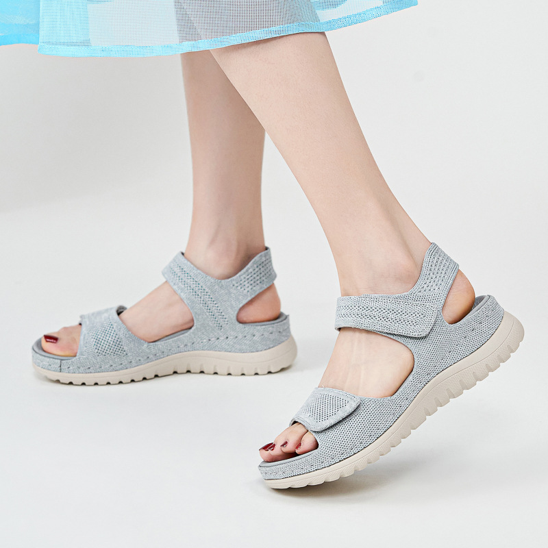 1902-1 Amazon European and American sports casual sandals new 2025 hook and loop hollow beach platform women's sandals