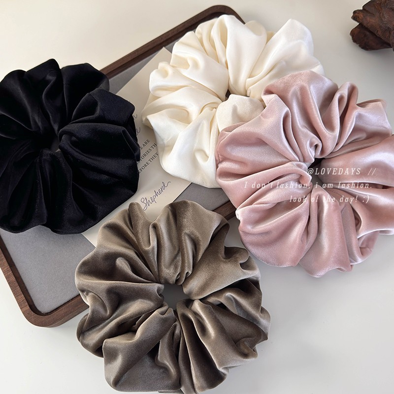 Basic Large Velvet Scrunchie Hair Tie High Elasticity Hair Accessory for Women Korean Style