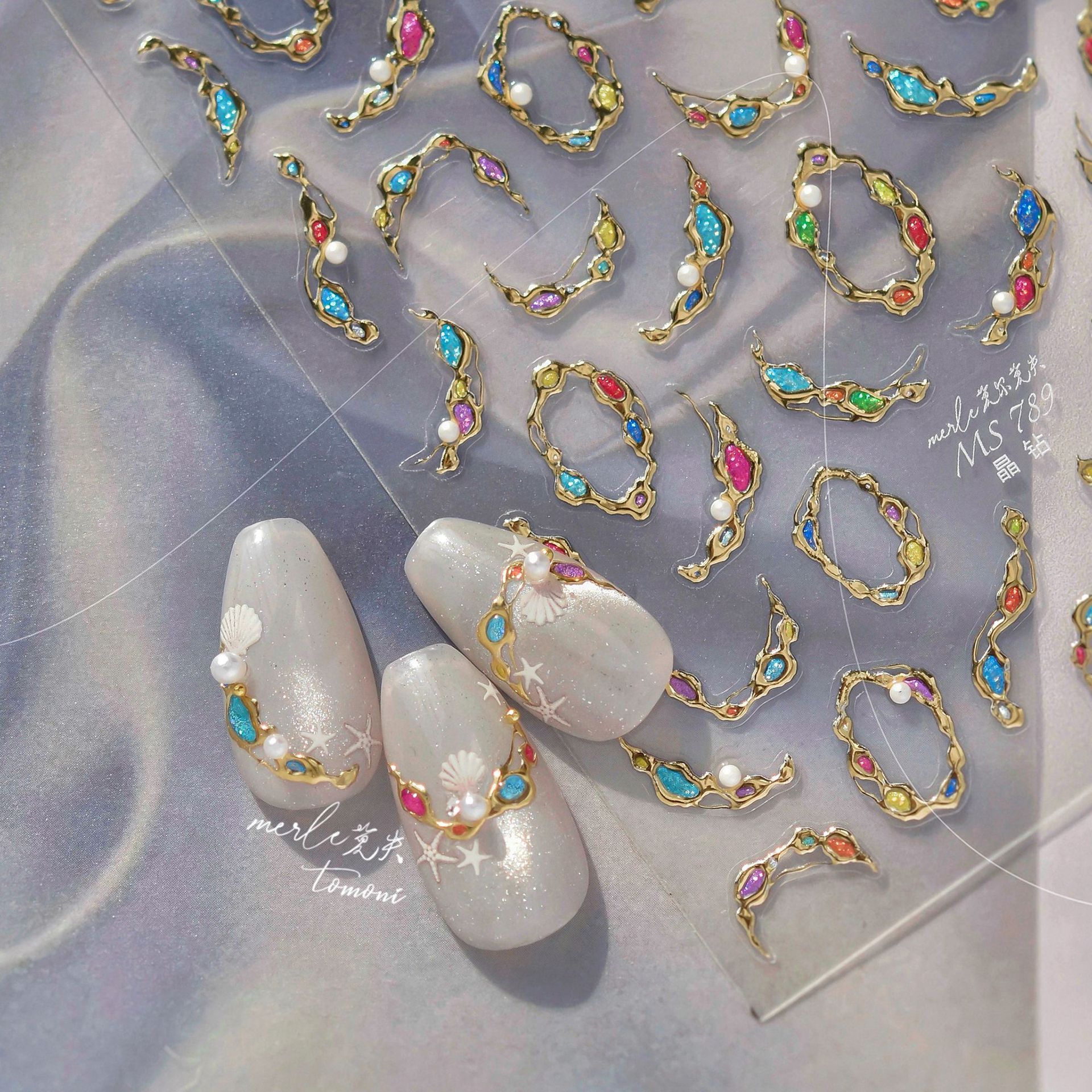 Tomoni & Mo Luan Crystal Diamond Nail Paste Paper Net Red Explosions New Chinese Decorative Nail Paste Gem Necklace ms789