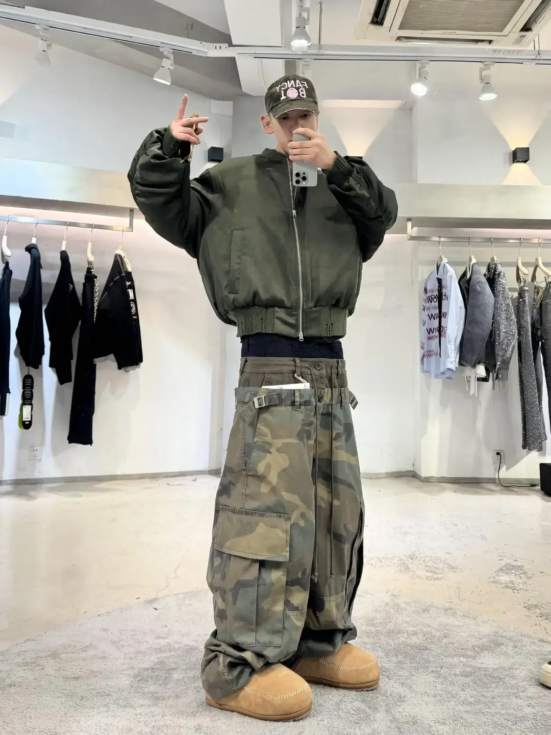Grailz Project G/R Three-Waist Design Patchwork Camouflage Cargo Pants Vintage Silhouette Long Pants