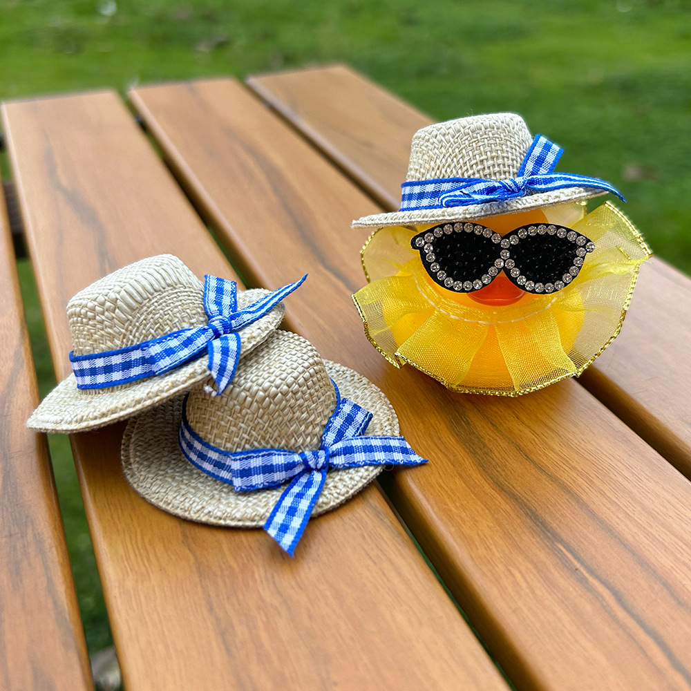 Cross-Border Water Play Little Yellow Duck Accessories Jewelry Ribbon Hat Straw Hat Decoration Little Duck Accessories Milk Tea Gifts