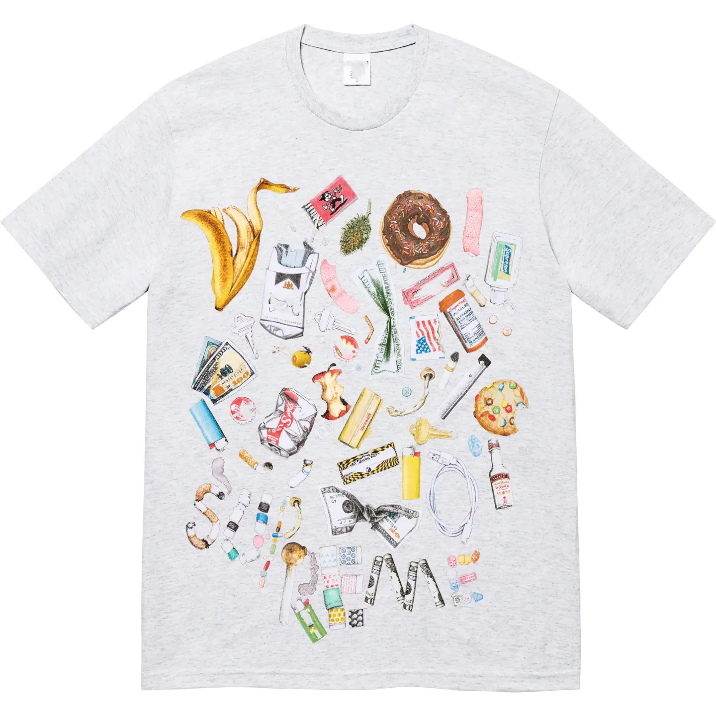 23Ss Trash Tee Cute Cartoon Pattern Garbage Short-Sleeved T-Shirt for Men and Women, Same Style Pure Cotton T-Shirt, Short-Sleeved for Men and Women