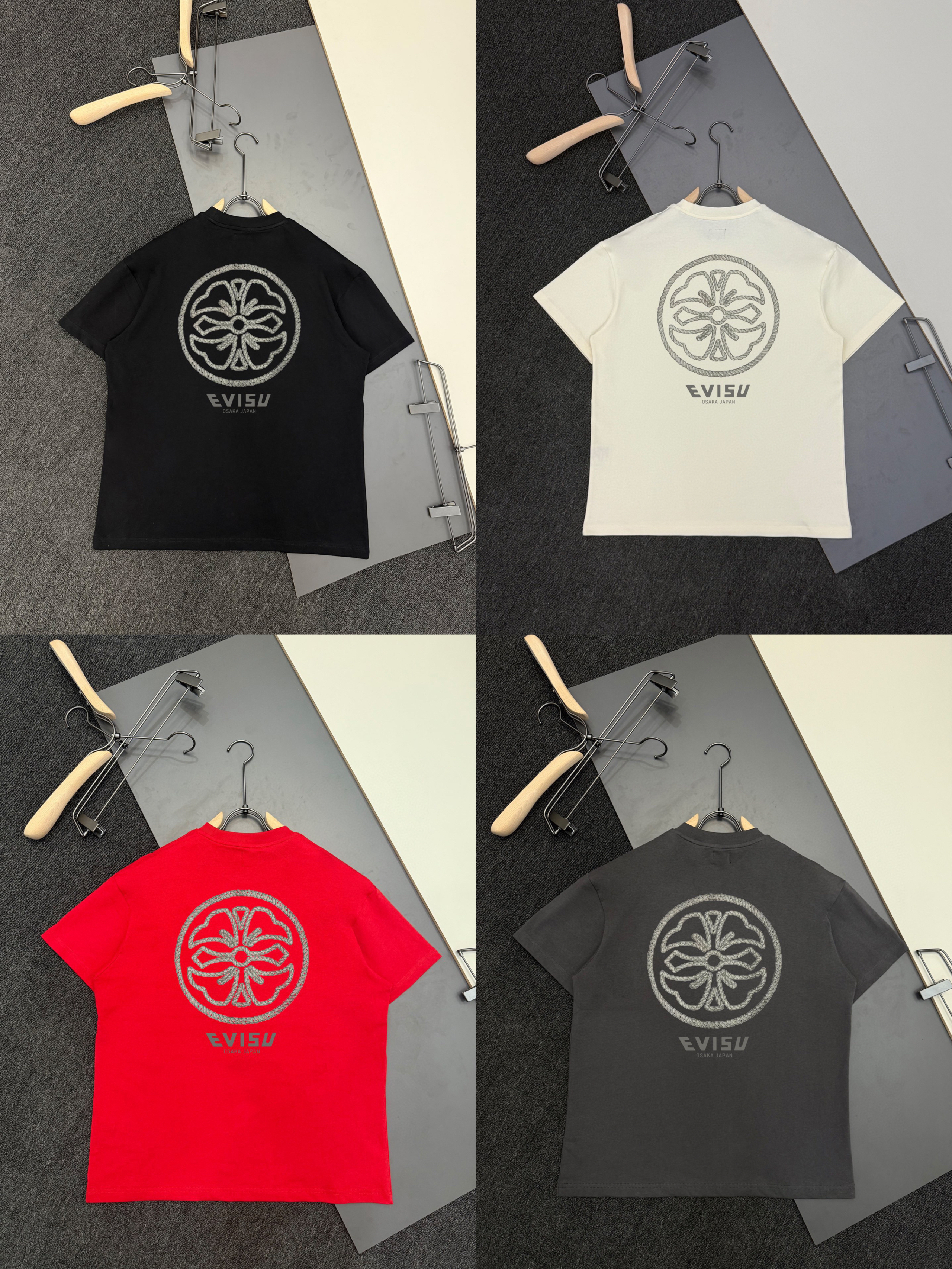 EVISU 福神2026年春夏新款绳结家花字母印花短袖T恤