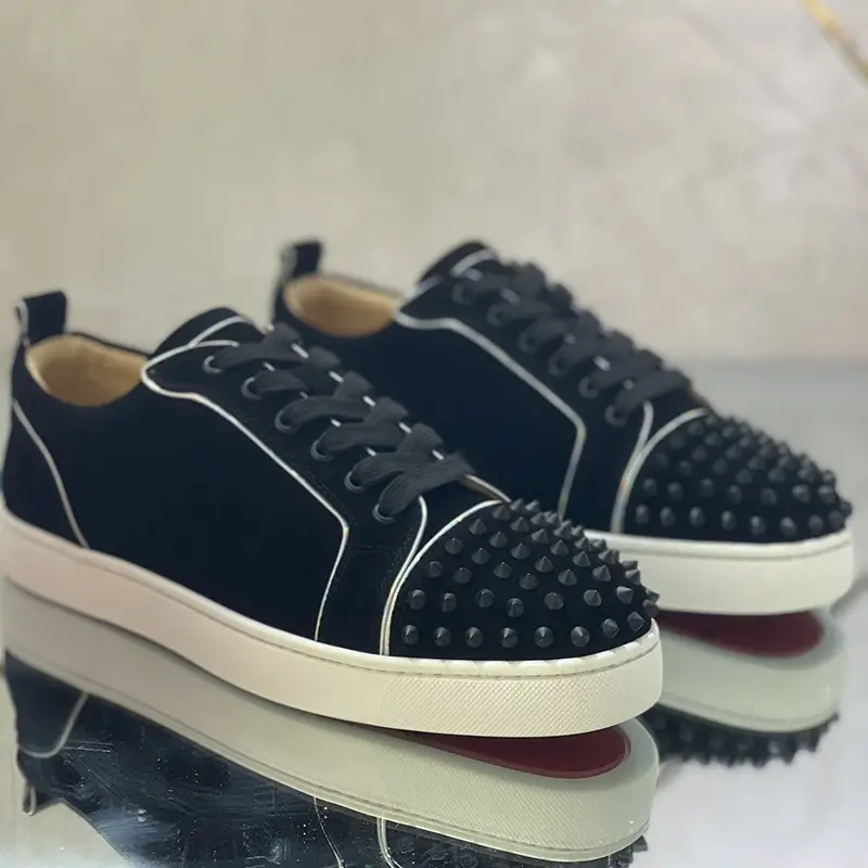 Low Ankle Rivet Cl Ciaga Men's Shoes Cowhide Breathable Casual Fashion Trendy Red Bottom Fashion Women's Large Size Sneakers