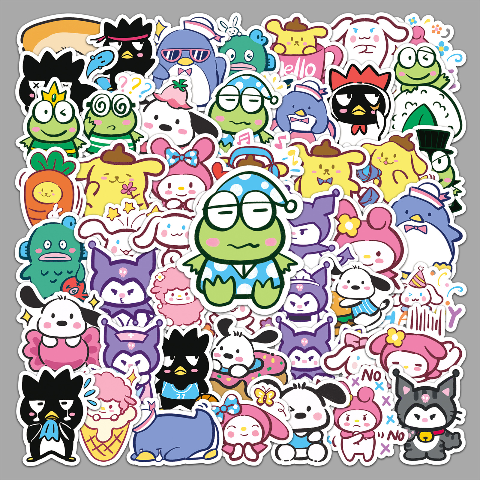 50 hand-painted Sanrio stickers cartoon cute pudding dog decorative stationery mobile phone can drop glue small potato stickers