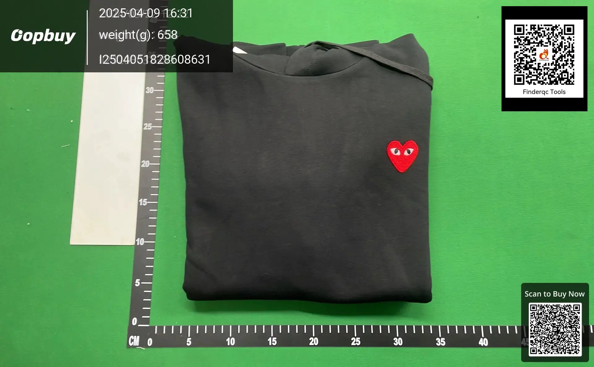 Comme des Garçons Play Black Hoodie Red Heart