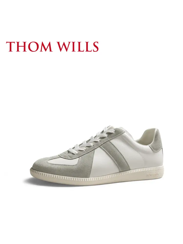 Thomwills New arrival German Training Shoes Cowhide Genuine Leather Casual Sports Shoes Breathable Sneakers White Shoes Summer Men