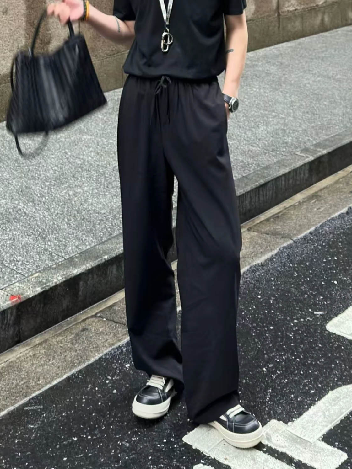 Row Style Mercerized Wool Light and Cool Straight Loose Casual Pants Lightweight Four-Season Work Clothing Pants Trendy