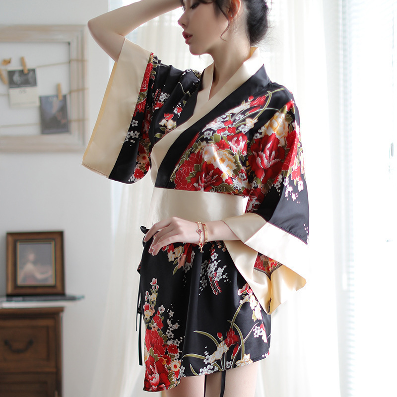 Wholesale Sexy Japanese Style Sexy Underwear New Japanese Style Printed Chiffon Waist Kimono Passion Uniform suit Bath Suit
