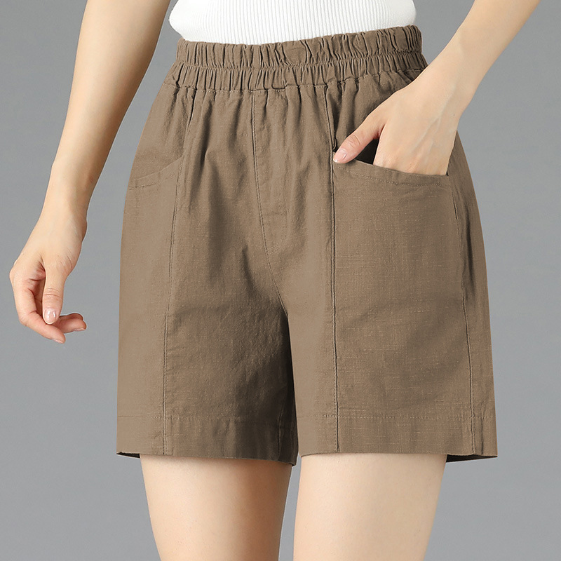 Mom Shorts Outer Wear Summer Thin Elastic Waist Loose Middle-Aged Women's Pants Large Size Summer Middle-Aged Shorts