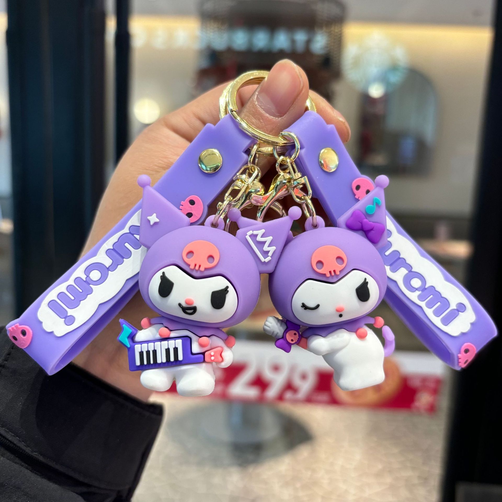Music Sanrio keychain pvc doll pendant car bag key chain catch baby machine key ring wholesale