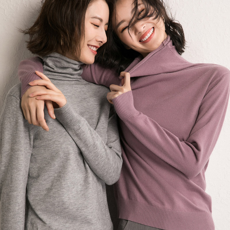 Autumn and Winter New Inner Turtleneck Sweater Women's Stretch Collar Base Shirt Slim-fit Thin European and American Knitted Top