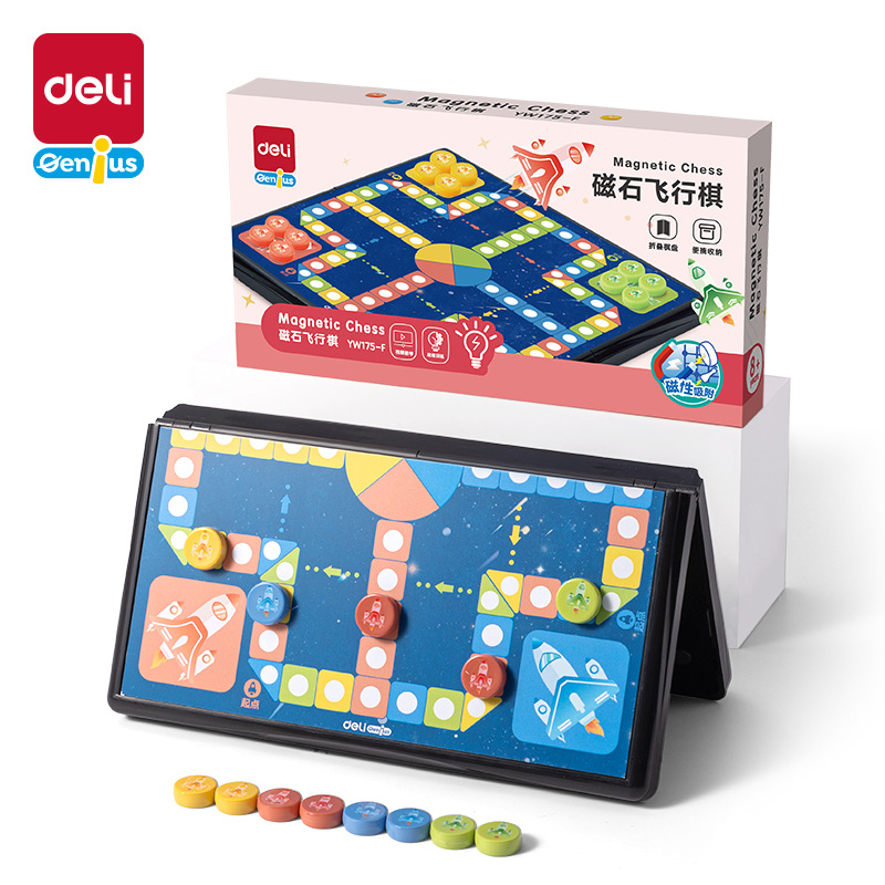 Deli Yw175 Series Magnetic Chess Children's Flying Chess Animal Chess Tabletop Game Easy to Carry for Parent-Child Play