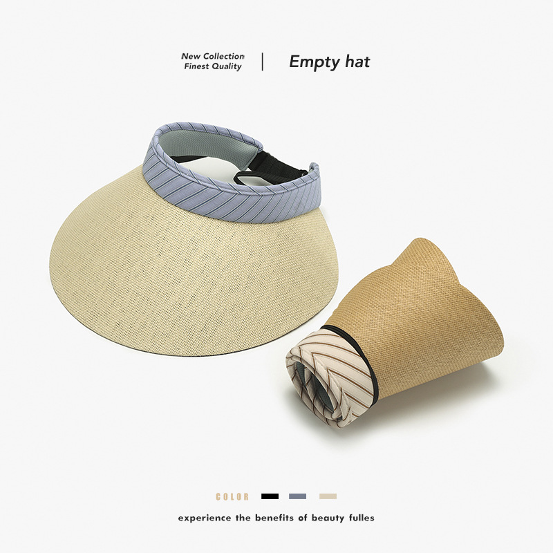 Cartoon striped straw hat children's summer Korean ins wide-brimmed cute sweet sunscreen sunshade hat wholesale