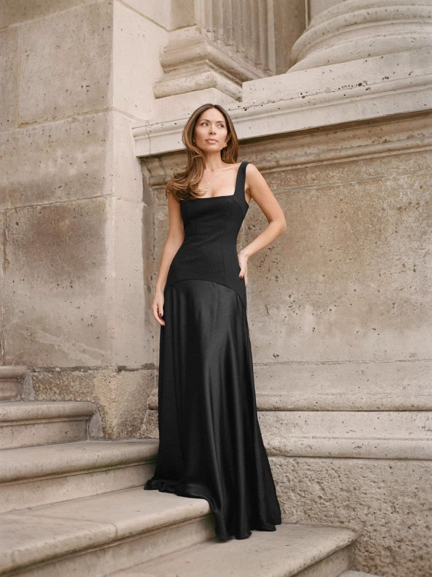 In stock | Black Evening Dress, New Style Long Dress, Sleeveless European and American Style Long Dress, Strap Dress