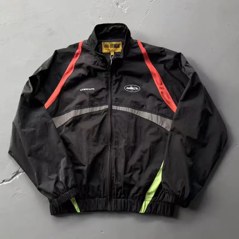 Corteiz Vibe European goods color matching stand collar thin jacket men's Trendy autumn sports Suit locomotive Outwear