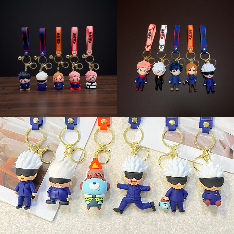 Cross-Border Anime Jujutsu Kaisen Keychain Figure Q-Version Gojo Satoru Itadori Yuji Display Piece Gashapon Blind Box Doll