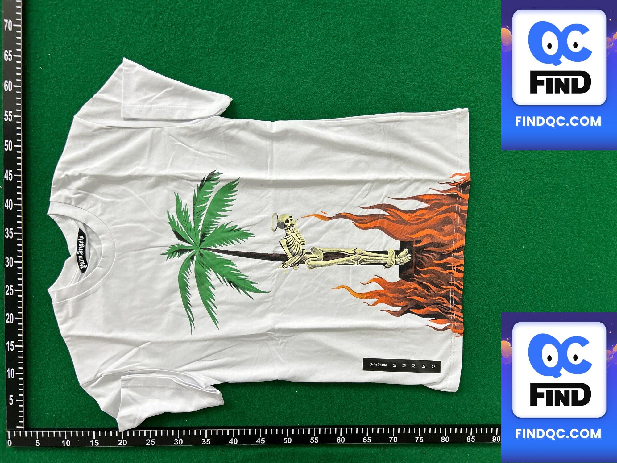 Factory Wholesale Trendy Brand Palm Angel Flame Skull Printed T-Shirt Loose Men's and Women's ins Couple Letter Short Sleeve QC