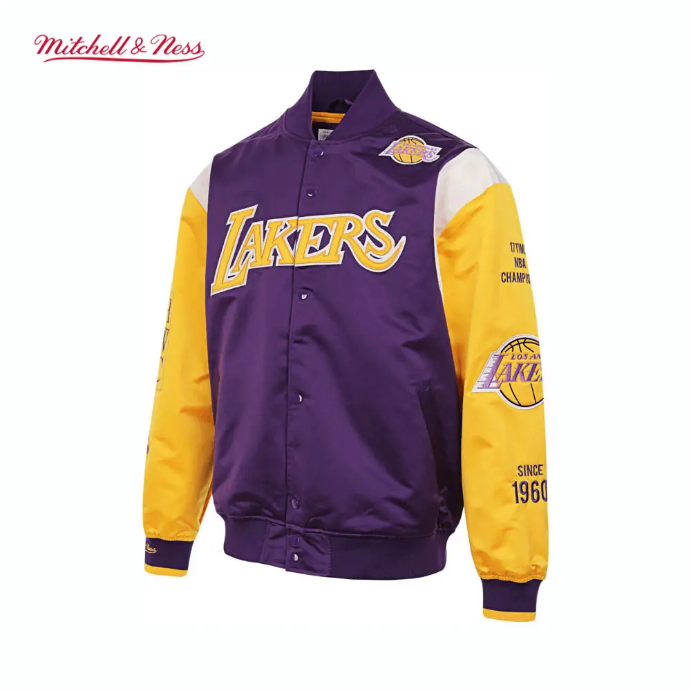 Mitchell&Nessnba Official Team Series Retro Stand Collar Baseball Uniform Pilot jacket Couple Outwear