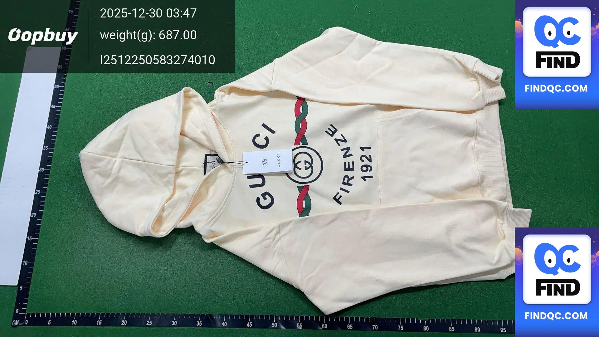 Gucci Firenze 1921 Printed Logo Hooded Sweatshirt — QC-foto 2