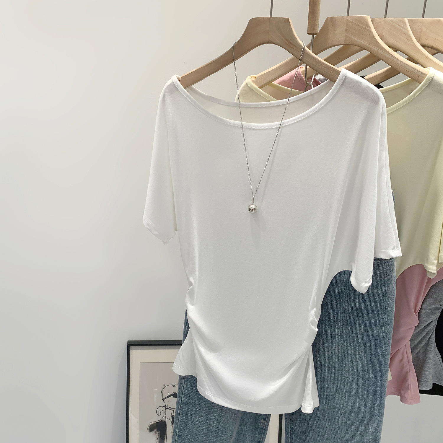 Pure Desire Style Waist-Cinching Tie Short-Sleeve T-Shirt for Women, Summer 2026 New Model, Super Stylish Korean Chic Top