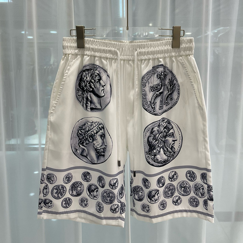 2024 Summer new European and American fashion cross-border foreign trade Youth popular digital printing men's beach pants short shorts