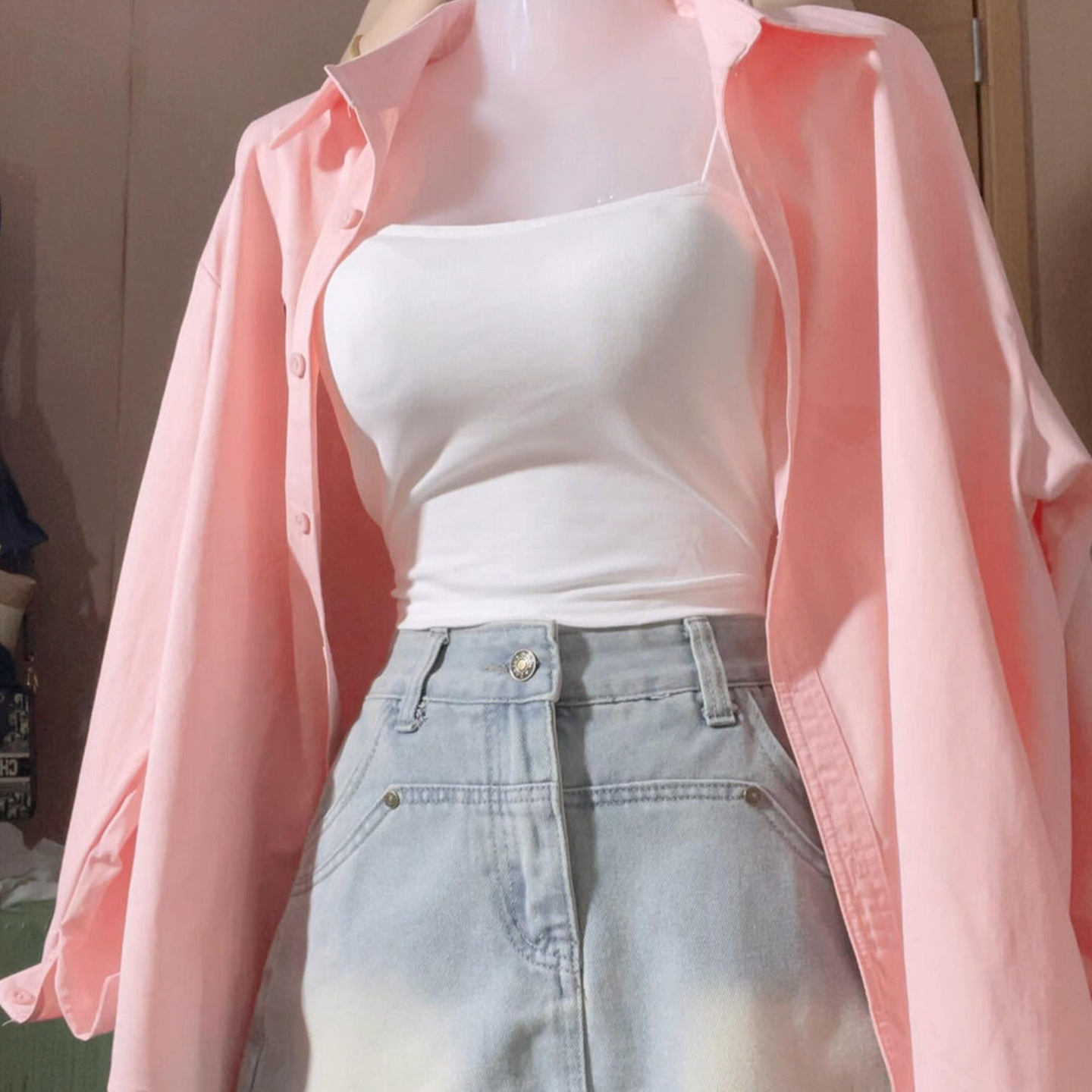 Sun Protection Thin Top for Women 2026 New Early Spring Korean Chic Style Very Beautiful Age-Reducing Pink Pure Cotton Shirt Jacket