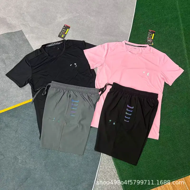 Bulk Ready-Made Quick-Drying Sports Stretch Shorts Men's T-Shirt Summer Loose Fitness Running Basketball Casual Suit