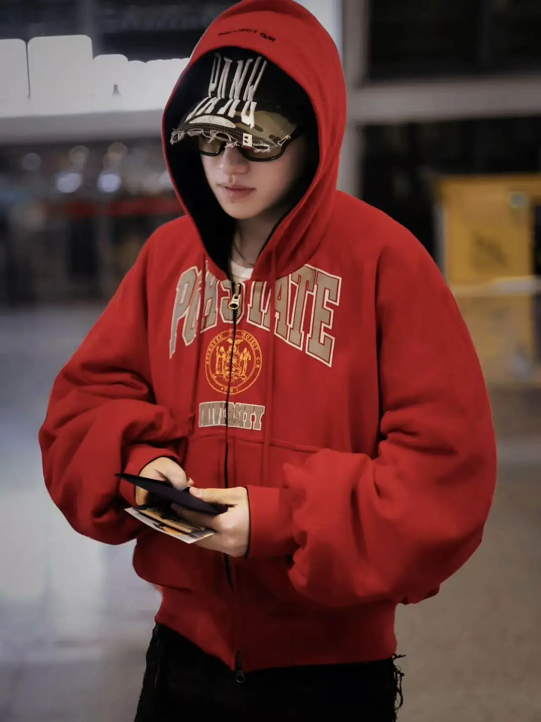 GRAILZ PROJECT G/R Red University Letterman Zip Hoodie