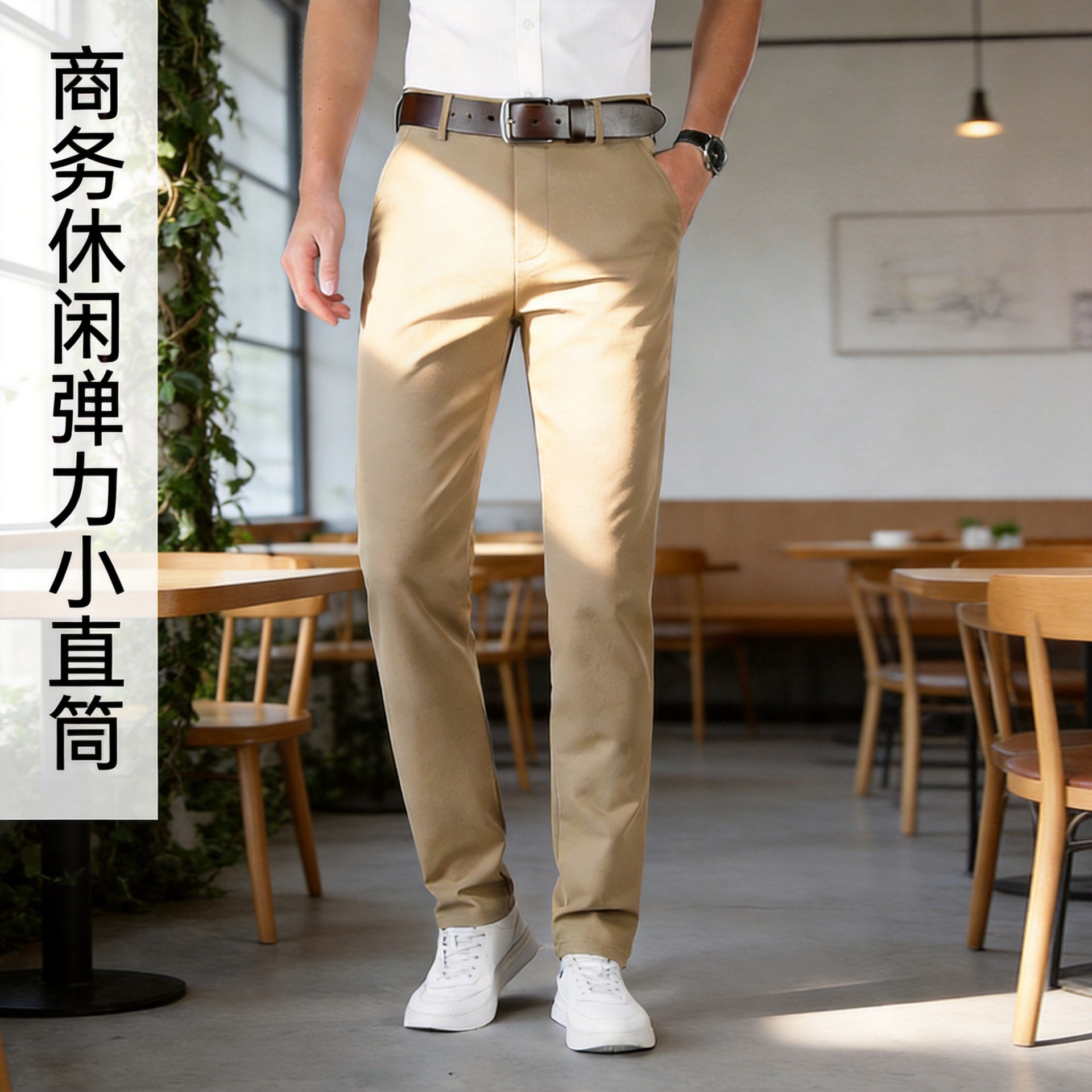 Business Formal Men's Trousers 2024 Fashion Trendy Casual Pants Youth Versatile Fitted Small Straight Trousers Simple
