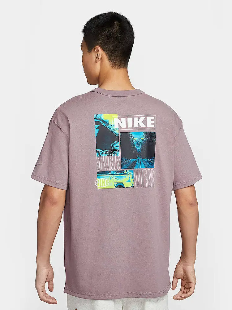 Nike Nike Short Sleeve Men's Summer New arrival Round Neck Casual Soft Plaid Cotton Loose T-Shirt Ib7554-204