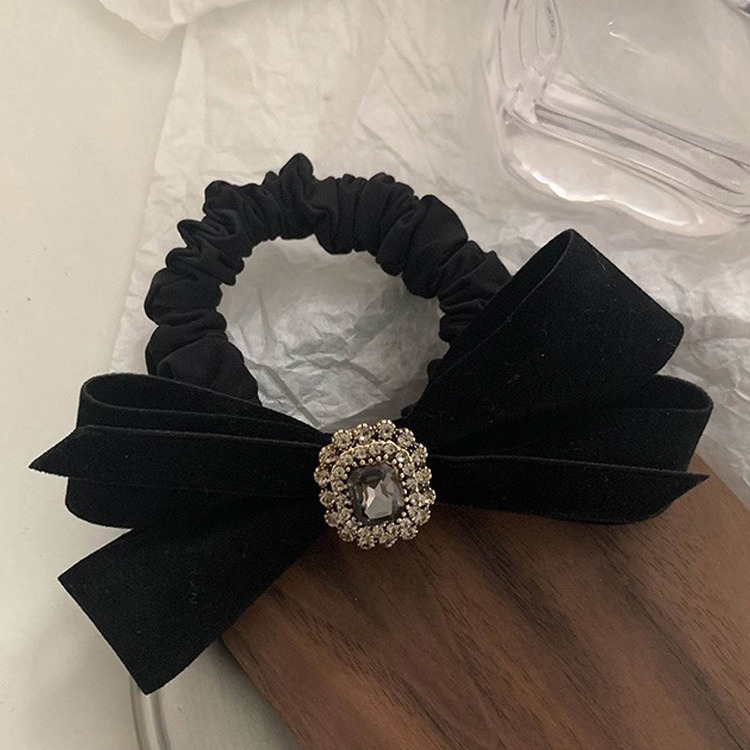 Velvet bowknot large intestine hair ring Women's Korean style horsetail hair rope elegant and elegant hair accessories