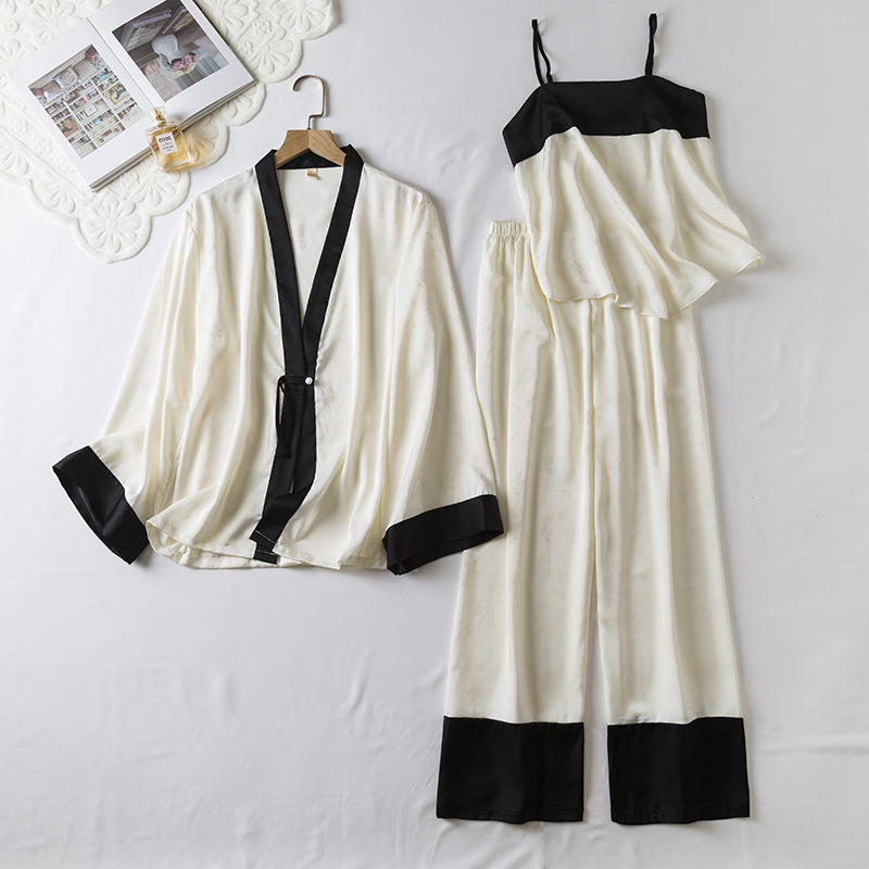 Chinese Style Women's Summer Thin Three-Piece Pajamas Set