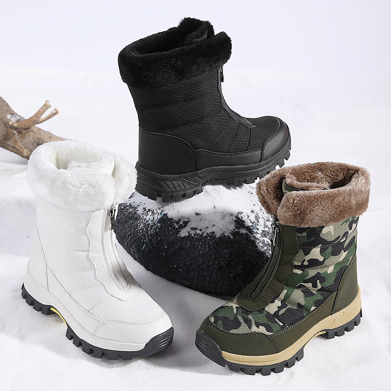 Thick-Soled Snow Boots for Women, Dual-Wear, Winter Wool Short Boots, Fleece-Lined, Thickened, Easy to Put on and Take Off, Cotton Shoes, Wear-Resistant, Thickened, Warm