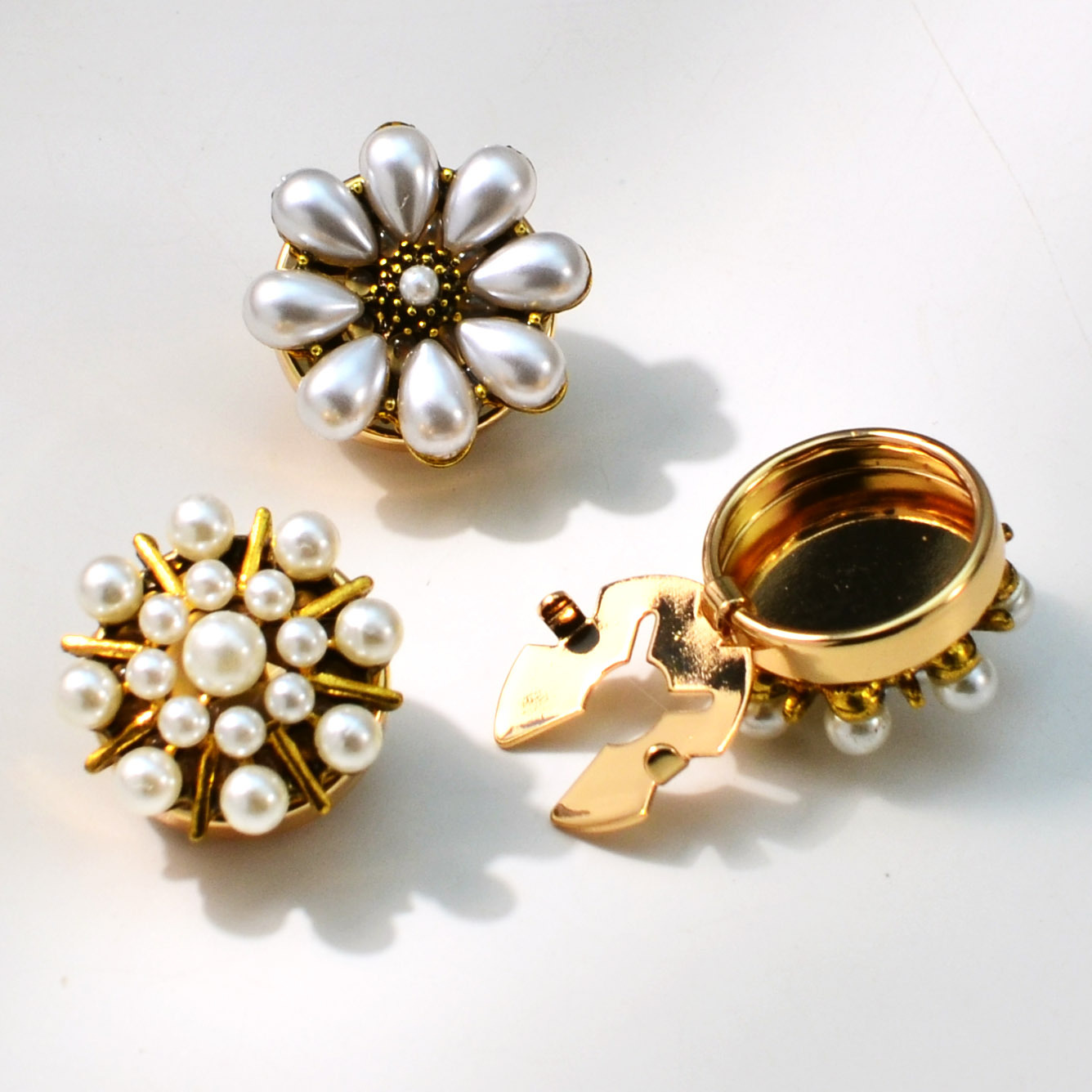 Button Cover Shirt Button Fashion Brooch Button Pearl Rhinestone Cufflink Turtle Button Set Buckle Clip Buckle Accessories