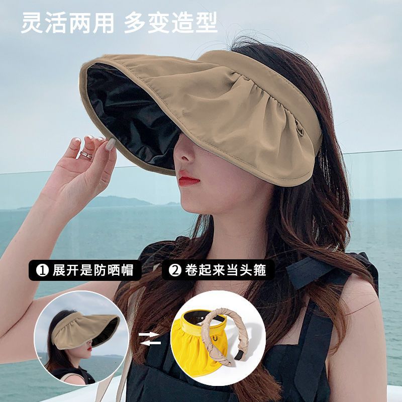 Summer New Vinyl Shell Hat Korean Style Sunshade and Face-Covering Sun Hat Outdoor Anti-Uv Versatile Empty Top