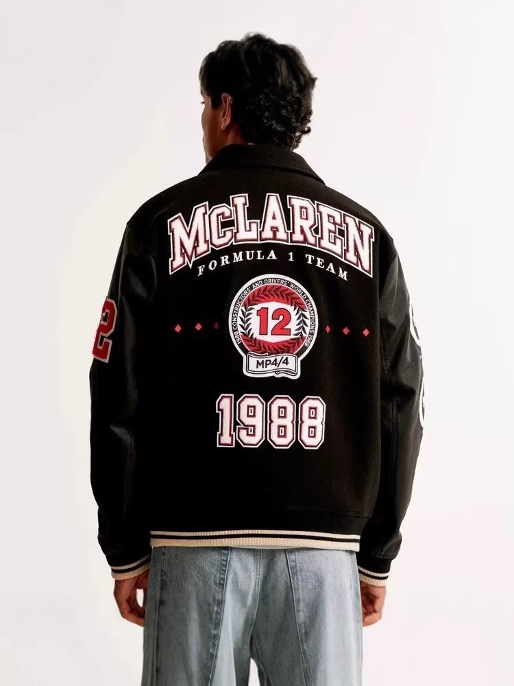 American-Style Cross-Border Heavy-Duty Woolen Embroidered Jacket Men's Casual Jacket Baseball Jacket Loose Fit Wholesale Outerwear