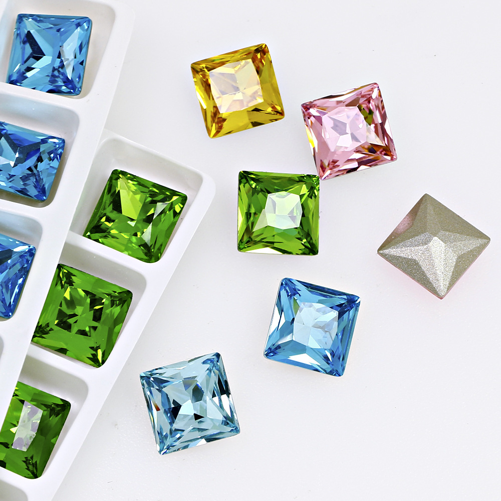 Dongzhou Crystal Square Right-Angle Nail Art Rhinestones Colorful Crystal Pointed-Back Rhinestones Nail DIY Accessories Manufacturer Wholesale